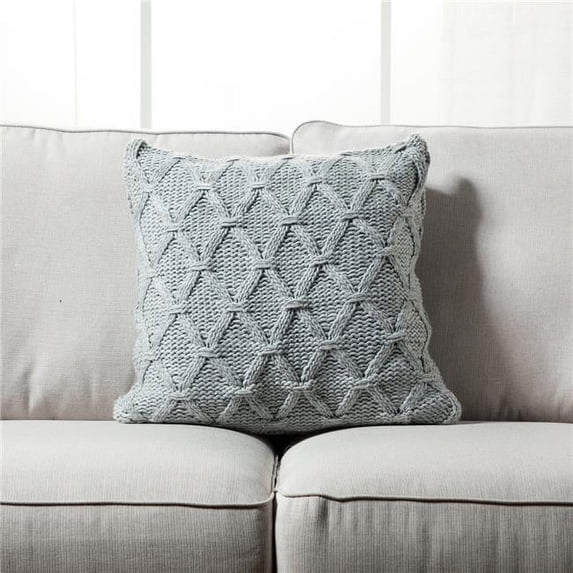 HUI Home 18 x 18 in. 21 Banff Cable Chunky Knit Pillow with Polyester Insert, Grey