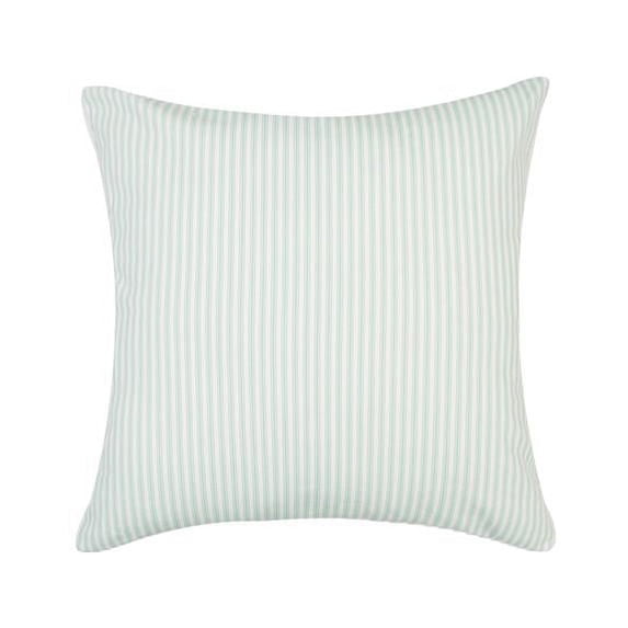 HUI Home 18 x 18 in. Michael Penney Ticking Pillow with Polyester Insert, Mint Green & White