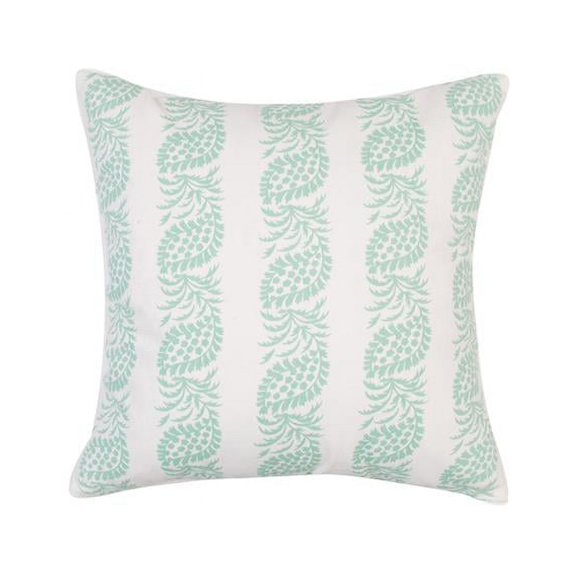 HUI Home 20 x 20 in. Michael Penney Block Print Pillow with Polyester Insert, Mint Green & White