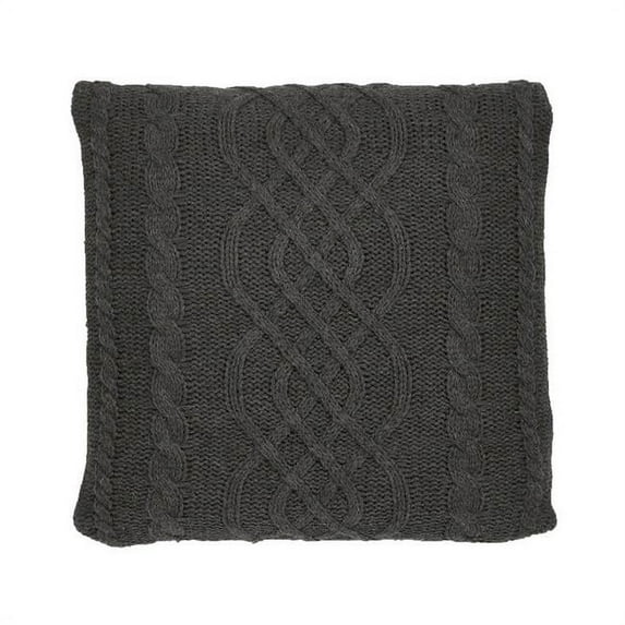HUI Home 26 x 26 in. 13 Banff Cable Chunky Knit Pillow Case, Dark Heather Grey