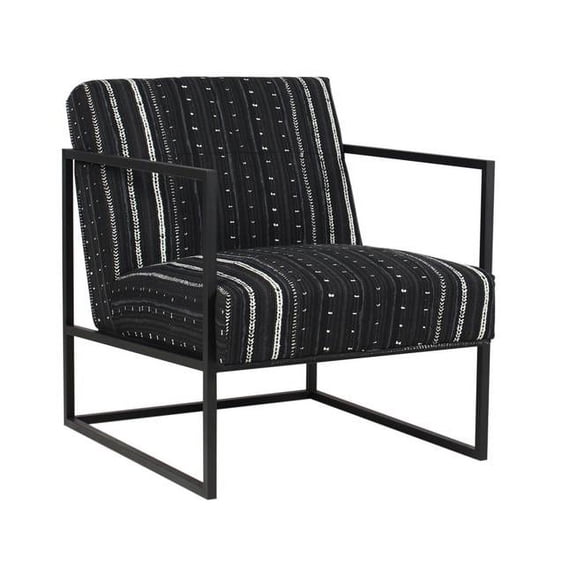 HUI Home HH-HTAC0IDHMRNBK Cushioned Arm Chair with Black Metal Frame, Black & White