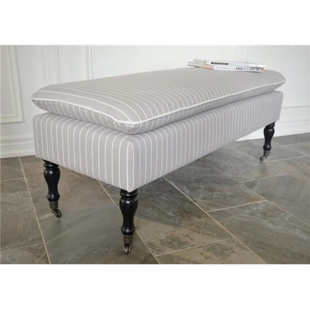 HUI Home HH-HTBH0000RVG83BGY Gray Striped Padded Seat with Espresso Colored Legs Bench