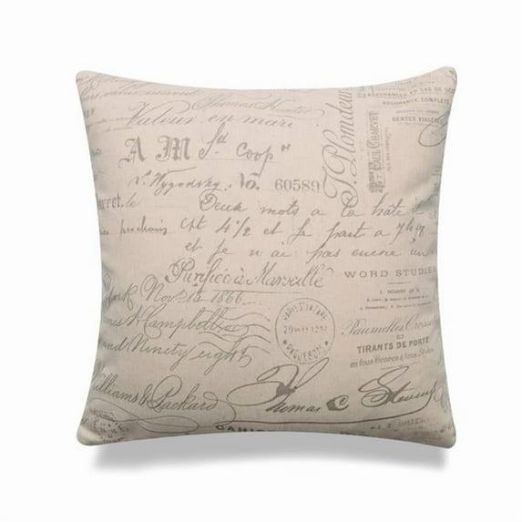 HUI Home HH-LV1818JS02OF 18 x 18 in. Letters from Paris Pillow with Feather & Down Insert