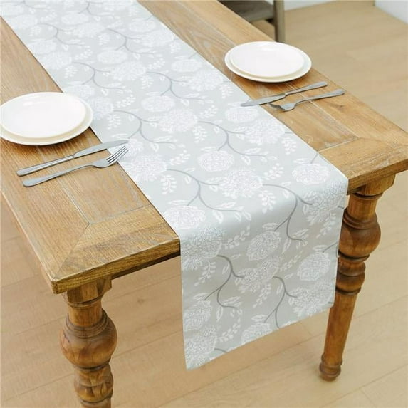HUI Home HH-MP16108JS11GE 16 x 108 in. Michael Penney Peony Pattern Table Runner, Greige