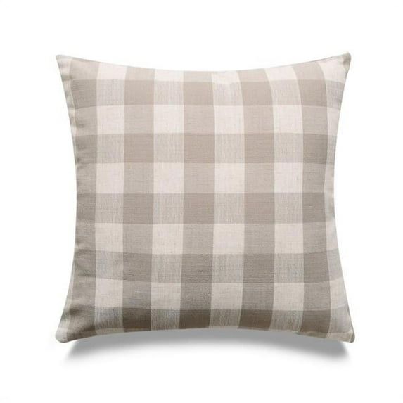 HUI Home HH-MP2020HUCKBGXX 20 x 20 in. Michael Penney Buffalo Check Pillow Case, Light Beige