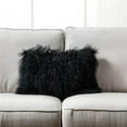 thumbnail image 1 of HUI Home HH-MU1218JYBKOP 12 x 18 in. Mongolian Lamb Fur Pillow with Polyester Insert, Black, 1 of 1