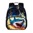 thumbnail image 1 of HUIACONG 13.5 Inch Lightning Shark Print Kids Backpack, Scuff Resistant Lightweight Water Repellent School Bag, Breathable Adjustable Padded Straps Large Capacity Bookbag for Boys Daily Use Travel, 1 of 7