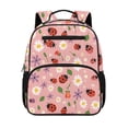thumbnail image 1 of HUIACONG 13.5 Inch Pink Ladybug Floral Kids Backpack, Lightweight Water Resistant School Bag with Multi Pockets, Ergonomic Breathable Adjustable Padded Straps Bookbag for Daily Travel, 1 of 7