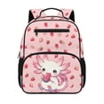 thumbnail image 1 of HUIACONG 13.5 Inch Pink Strawberry Axolotl Kids School Backpack Lightweight Water Resistant Bookbag with Adjustable Breathable Padded Straps Multi Pockets for Girls Aged 3-10 School Travel Use, 1 of 7