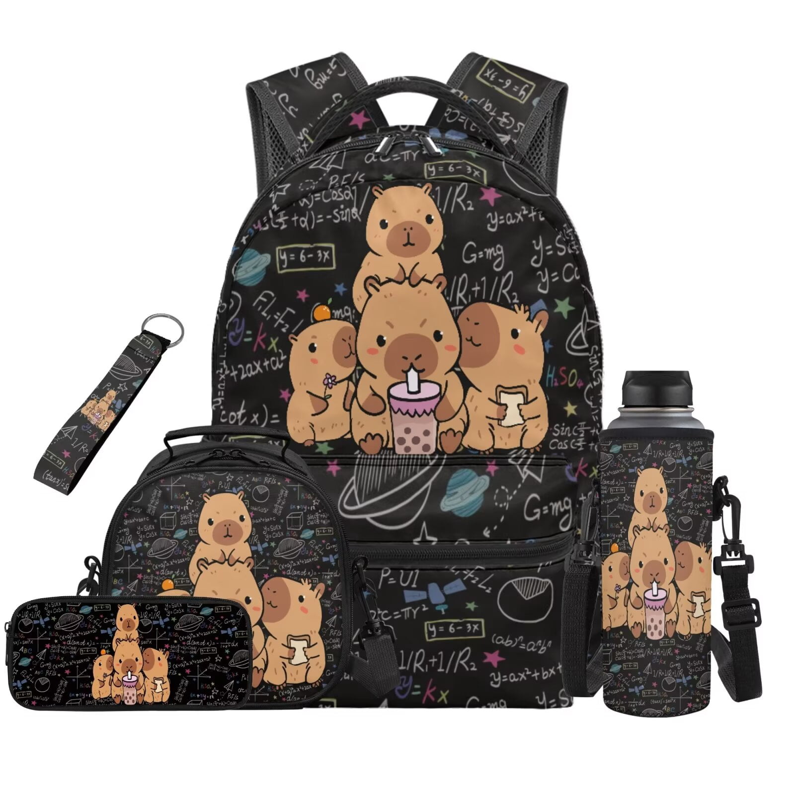 HUIACONG 17 Inch Cute Capybaras Kids Backpack Set 5Pcs, Lightweight ...
