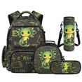thumbnail image 1 of HUIACONG 17" Math Green Axolotl 4PCS Kids Backpack Set, School Bookbag with Insulated Lunch Bag for Boys Girls Age 7-13, 1 of 7