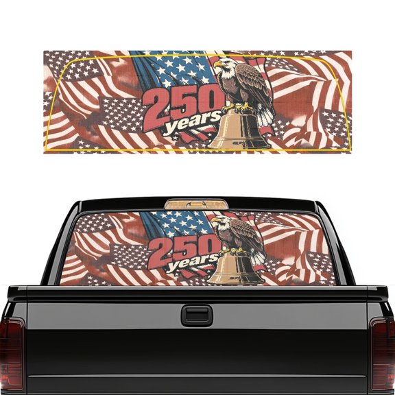 HUIACONG 250 Eagle Bell Pickup Car Window Stickers Rear Window Decal 66 x 22 inch Easy to Install Truck Rear Windows Decals Perforated Windows Film Decal Suitable for Most Pickup Trucks