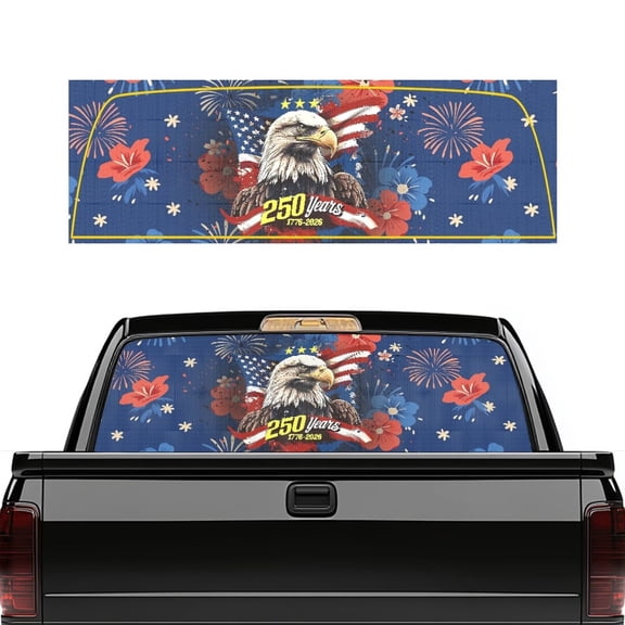 HUIACONG 250 Eagle Floral Fireworks Rear Window Decals Trucks Back Window Decal 66 x 22 inch Full Windows Decals Truck Rear Window Perforated Decal Fit Most Pickup Trucks SUV Universal