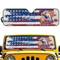 thumbnail image 1 of HUIACONG 250th Eagle Flag Windshield Sun Shade for 2018-2025 Jeep Wrangler JL JLU & 2020-2025 Jeep Gladiator 310T Polyester Covered Foldable Front Sunshade, Blocks UV Rays and Heat, 1 of 6