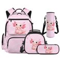 thumbnail image 1 of HUIACONG 4PCS Pink Heart Axolotl Elementary Backpack for Girls, 17" School Bag Set with Lunch Box for Age 7-12, 1 of 7