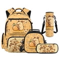 thumbnail image 1 of HUIACONG 4PCS Single Orange Capybara Kids School Backpack Set, 17" Bookbag with Lunch Box Pencil Case Water Bottle Sleeve for Age 8-12, 1 of 7