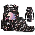 thumbnail image 1 of HUIACONG 4PCS Star Unicorn School Backpack for Kids, 17" Student Bookbag with Lunch Box for Children Age 8-13, 1 of 7