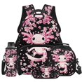 thumbnail image 1 of HUIACONG 4Pcs Cherry Blossom Axolotl Kids Backpack Set for Girls, Padded Strap Bookbag with Insulated Water Bottle, Water Bottle Cover and Lunch Box, Great Choice for Elementary School Girls, 1 of 7