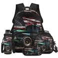 thumbnail image 1 of HUIACONG 4Pcs USA Flag Tractor Kids Backpack Set for Boys, Padded Strap Bookbag with Insulated Water Bottle, Water Bottle Cover and Lunch Box, Great Choice for Elementary School Boys, 1 of 7