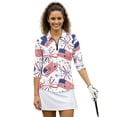 thumbnail image 1 of HUIACONG 4th of July Women Golf Polo Shirts Featuring American Flag Pattern, 3/4 Sleeve Quarter Zip Top for Golf, Tennis, Workout and Daily Sports, 1 of 10