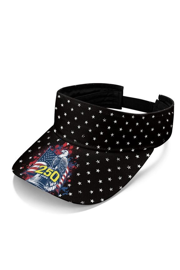 Adjustable Polyester Fabric Sun Visor Hat for Tennis Outdoor Activities, Lightweight Breathable Adjustable Back Strap Sun Visor Cap, Star Pattern