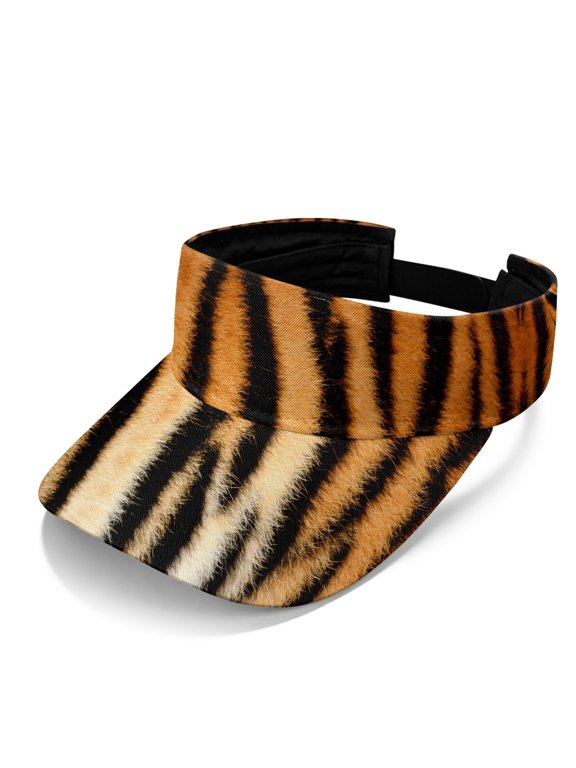Adjustable Sun Visor Hat for Fishing Travel, Polyester Fabric UV Protection Sun Visor Cap, Tiger Stripe Pattern