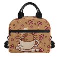 thumbnail image 1 of HUIACONG Aluminum Film Wear Resistant Fabric Lunch Bag for Travel Hiking, Lightweight Lunch Tote, Capybara Coffee Pattern, 1 of 10