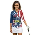 thumbnail image 1 of HUIACONG American Flag Eagle 250 Design Womens 3/4 Sleeve Golf Shirts, Quarter Zip Versatile Tennis Tops Quick Dry Ladies Golf Top 3/4 Sleeve, 1 of 10
