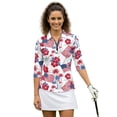 thumbnail image 1 of HUIACONG American Flag Women 3/4 Long Sleeve Golf Polo Shirts with Polyester Spandex Fabric, Breathable Pullover for Golf, Tennis, Workout and Daily Activities, 1 of 10