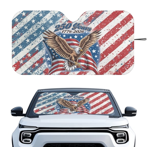 HUIACONG American Patriotic Eagle Pattern Car Windshield Sun Shade Foldable Sunscreen Car SUV Windshield Sun Shade for Universal Fit for Most Cars Automotive Trucks
