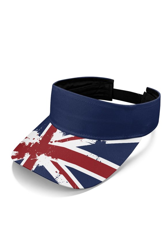 Artsy Union Jack Sports Visor Hat for Men, Polyester Fabric UV Protection Lightweight Sun Visor Hat for Summer Outings Running Jogging