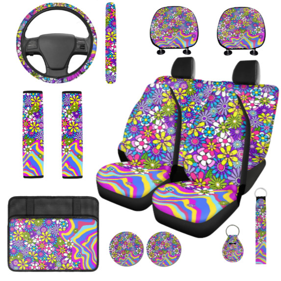 HUIACONG Automotive Interior Accessories, with Car Headrest Pillow Protectors Key Fob, Fade-Resistant Suitable for Cars Trucks