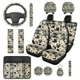 thumbnail image 1 of HUIACONG Aztec Cow Print Car Seat Covers Full Set with Steering Wheel Cover Center Console Cover Seat Belt Covers Coasters Headrest Cover Keychain 14 Pcs Universal Fit Most Vehicles SUV Sedan, 1 of 5