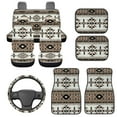 thumbnail image 1 of HUIACONG Aztec Geometry Car Floor Mats Steering Wheel Cover Car Seat Covers 9-Piece Driver Passenger and Rear Floor Mats with Anti-Slip Pad Dust Proof Car Interior Accessories for SUV,Vans,Sedans, 1 of 8