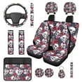 thumbnail image 1 of HUIACONG Rose and Skull Car Seat Covers Full Set Halloween Goth Car Accessories Seat Covers with Steering Wheel Cover Center Console Cover Seat Belt Pads Headrest Cover Coasters Keychain,14 Pcs, 1 of 8