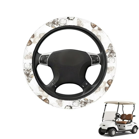 HUIACONG Beautiful Butterfly 14 Inch Steering Wheel Cover Flannel Warm Golf Car Interior Covers Anti-slip Easy to Install for EZGO Yamaha,Club Car DS & PrecedentClub Cars