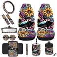thumbnail image 1 of HUIACONG Bird Flower Auto Seat Covers Full Set of 12 Pack Auto Steering Wheel Cover Car Seat Belt Pad Car Trash Bin Car Organizer Rearview Mirror Accessories Car Coasters for Cup Holders Keychain, 1 of 6
