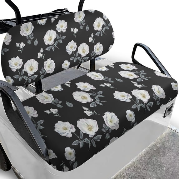 HUIACONG Black Floral Lattice Washable Golf Cart Seat Covers Kit for Club Car Golfcart Cushion, Dustproof Universal Golf Cart Seat Covers 2 Piece