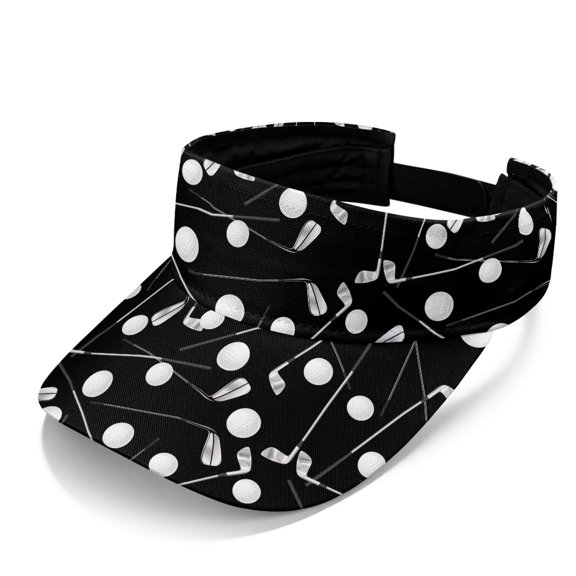 HUIACONG Black Golf Pattern UV Protection Sun Visor Hard Hat Shade Open Top Hat Wrinkle Resistant Breathable Beach Women
