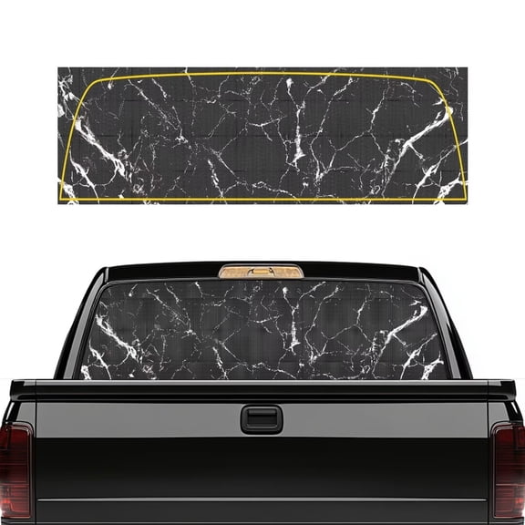 HUIACONG Black Marble Print Rear Window Decal Pickup Car Window Stickers Full Windows Coverage Easy to Install Truck Rear Window Perforated Decal Wrap 66 x 22 inch for Trucks SUV