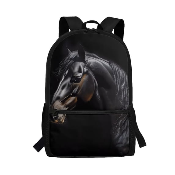 HUIACONG Black Stallion Backpack for Middle School Girls Large Capacity Breathable Padded Straps for Boys Girls Elementary High School Daily Use