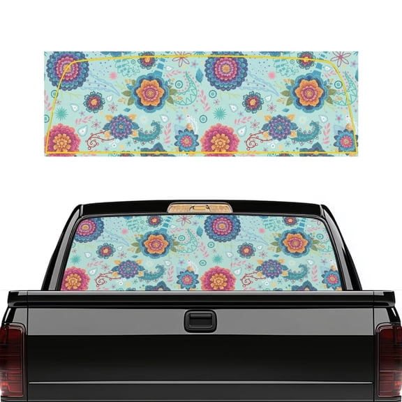 HUIACONG Blooming Flower Rear Window Decal Back Window Decals Trucks Personalized Decoration Truck Rear Windows Perforated Decal Wrap 66 x 22 Inch for Trucks SUV