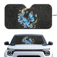 thumbnail image 1 of HUIACONG Blue Butterfly Blocks Heat & Sun Car Windshield Sun Shade for Large Vehicles Most Model Vehicles UV Reflective Foldable Automotive Sunshade, 1 of 7