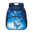thumbnail image 1 of HUIACONG Blue Butterfly Glow Print 13.5 Inch Kids Backpack for Boys Girls, Water Resistant Large Capacity School Bookbag with Multi Pockets Breathable Padded Adjustable Straps for Travel Daily Use, 1 of 7