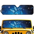 thumbnail image 1 of HUIACONG Blue Butterfly Sunshade Windshield Car Sun Shade Heat Shield Sunshade Sun Visor Mat for 1997-2017 Jeep Wrangler Rubicon Sahara TJ JK JKU 2/4 Doors, 1 of 6