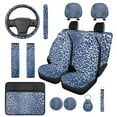 thumbnail image 1 of HUIACONG Blue Leopard Print Seat Covers for Cars for Women Full Set 14 Pcs Ca Seat Cover with Steering Wheel Cover Center Console Cover Seat Belt Covers Coasters Headrest Cover Keychain Universal Fit, 1 of 8