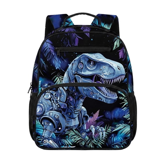 HUIACONG Blue Robot Dinosaur Kids Backpack 13.5 Inch Lightweight Water Resistant School Bag with Multiple Compartments Padded Adjustable Straps for Boys Girls Ages 3-12 Daily Bookbag