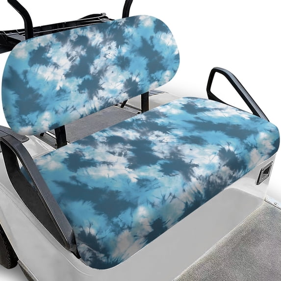 HUIACONG Blue Tie Dye Pattern All-Weather Protection Golf Cart Seat Cover for Outdoor Travel, Golf Cart Seat Covers 2 Pack Universal Design