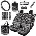 thumbnail image 1 of HUIACONG Boho Elephant Floral Car Seat Covers Full Set 14 Pcs Universal Fit Auto Interior Accessories with Steering Wheel Cover Seat Belt Pads Rearview Mirror Cover Coasters, 1 of 7