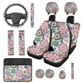 thumbnail image 1 of HUIACONG Boho Floral Car Accessories Seat Covers Full Set with Steering Wheel Cover Armrest Cover Seat Belt Pads Headrest Cover Coasters Keychain 14 Pcs Car Accessories for Women Interior, 1 of 8